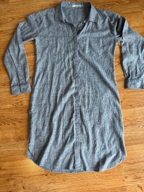 Prana Women’s, medium, Long Sleeve Grey Button-Up Shirt Dress